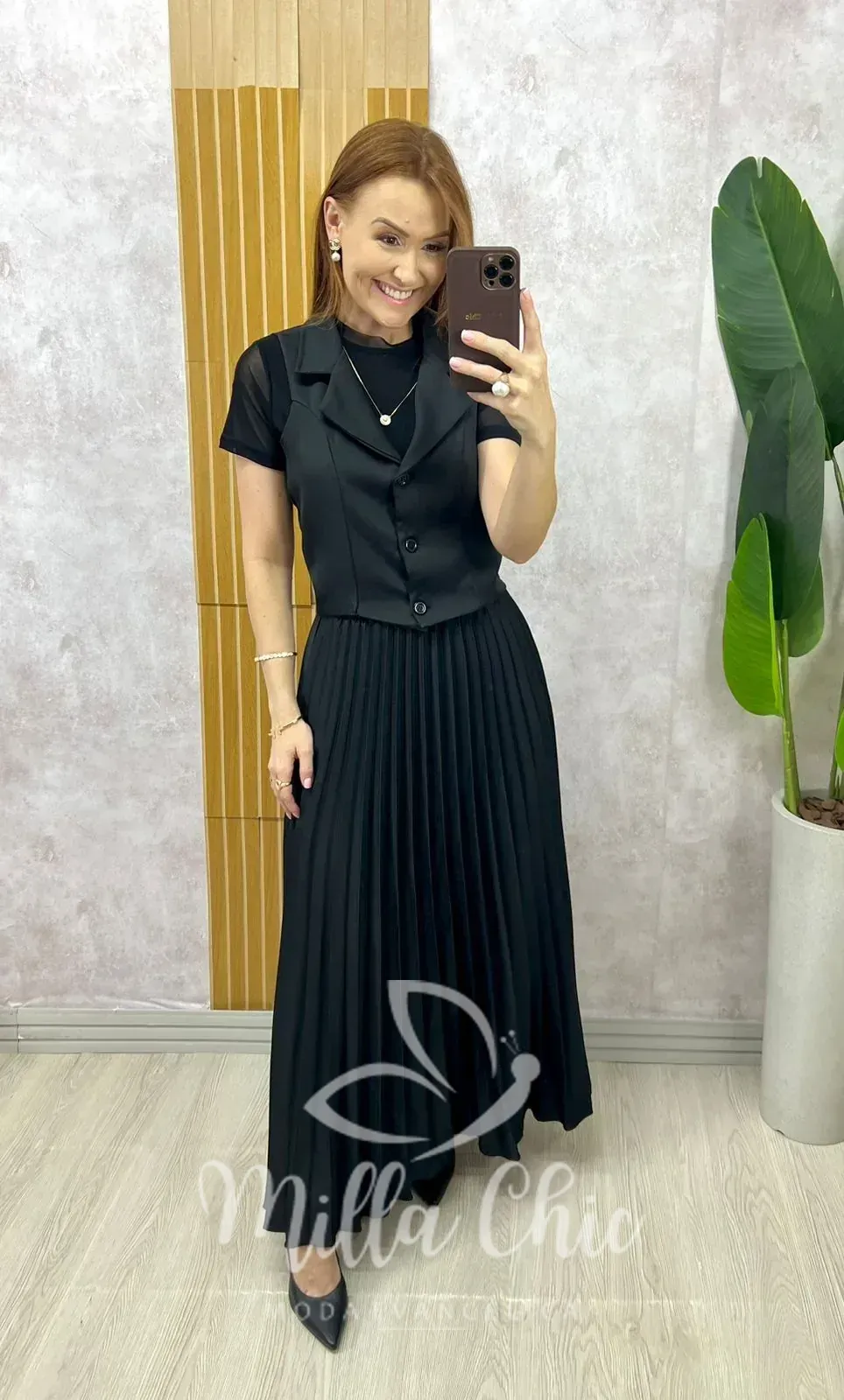 Milla Chic – Conjunto Bruna Plissado – Preto Milla Chic - Conjunto Bruna Plissado - Preto