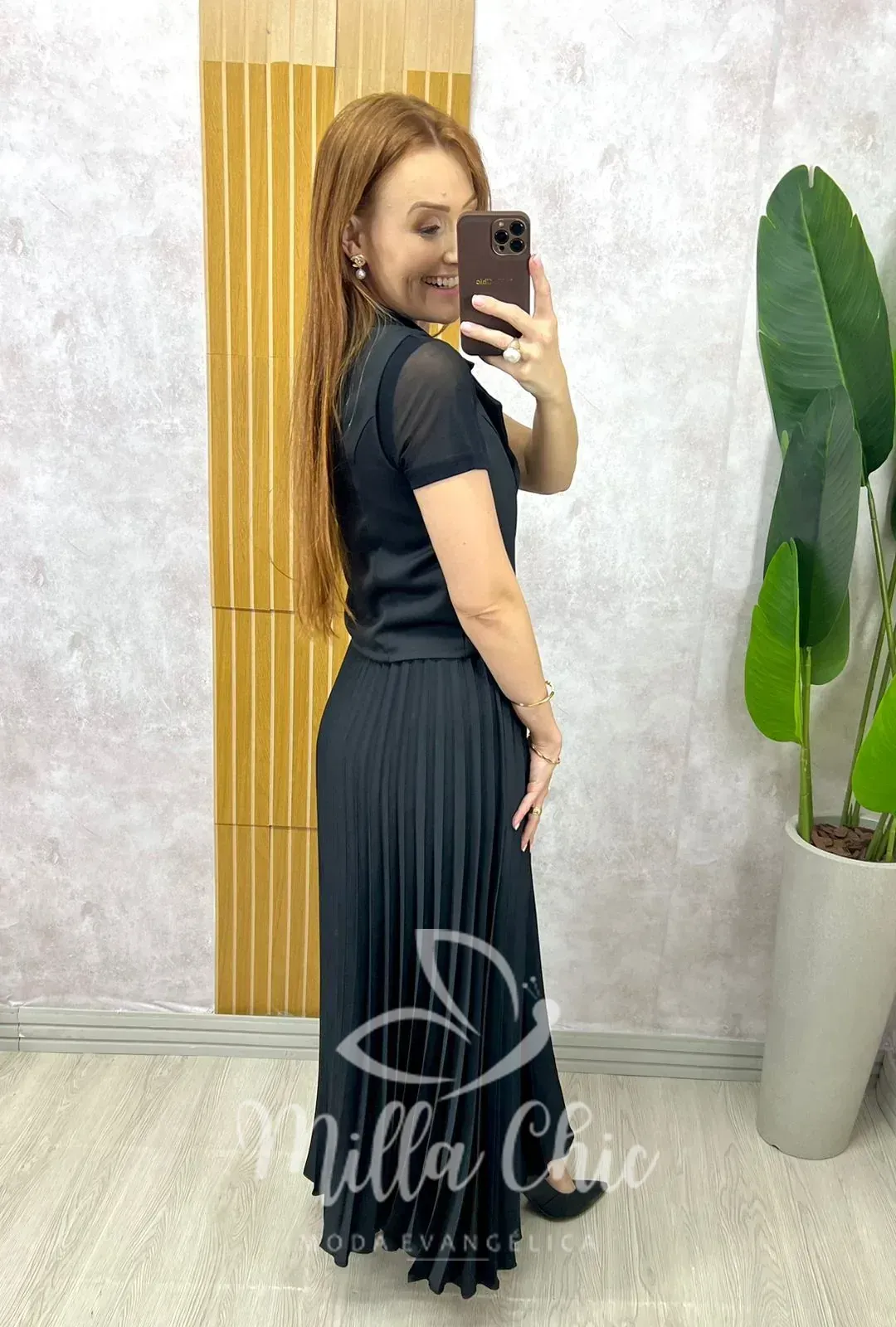 Milla Chic – Conjunto Bruna Plissado – Preto Milla Chic - Conjunto Bruna Plissado - Preto