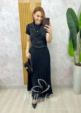 Milla Chic - Conjunto Bruna Plissado - Preto