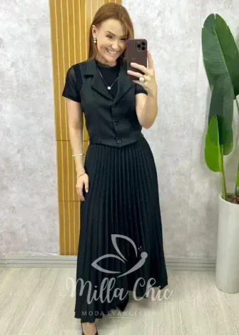 Milla Chic - Conjunto Bruna Plissado - Preto