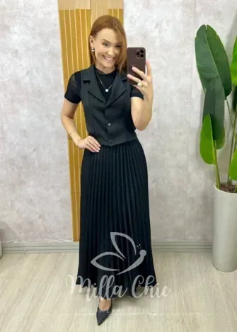 Milla Chic - Conjunto Bruna Plissado - Preto