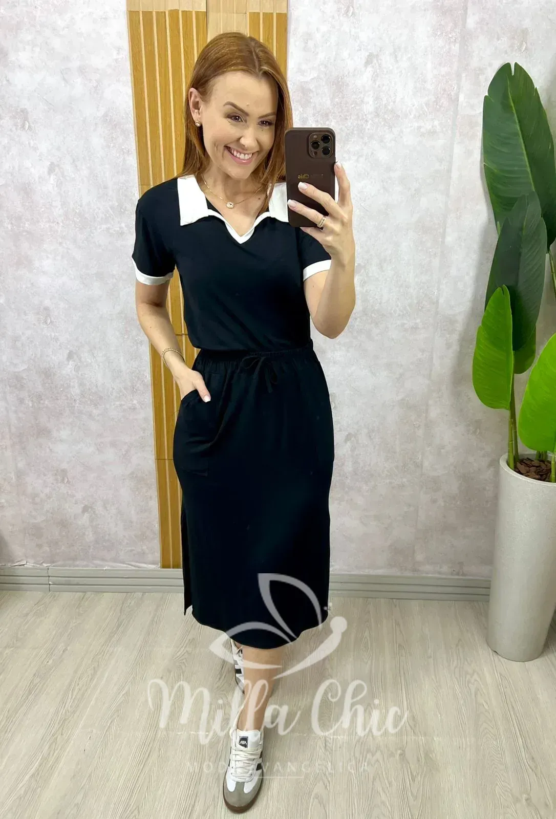 Milla Chic – Conjunto Donatella Gola Polo – Preto Milla Chic - Conjunto Donatella Gola Polo - Preto