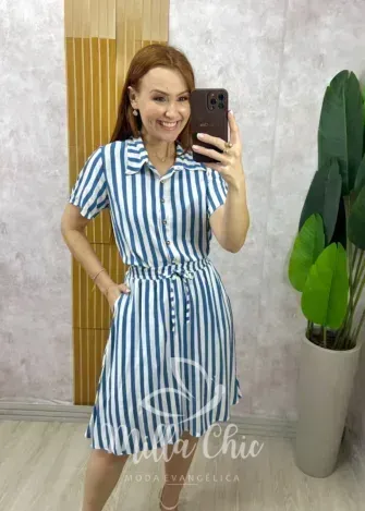 Milla Chic - Conjunto Helô Em Viscolinho Listrado