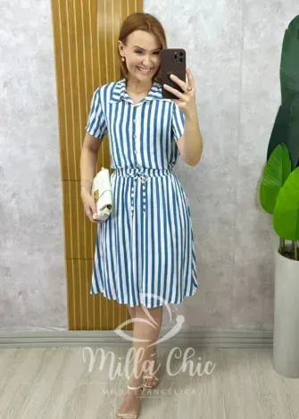 Milla Chic - Conjunto Helô Em Viscolinho Listrado