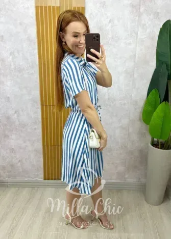 Milla Chic - Conjunto Helô Em Viscolinho Listrado