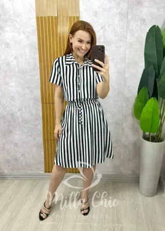 Milla Chic - Conjunto Helô Em Viscolinho Listrado - Azul (cópia)