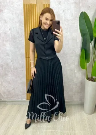 Milla Chic - Conjunto Maria Cecília em Alfaiataria - Preto (cópia)