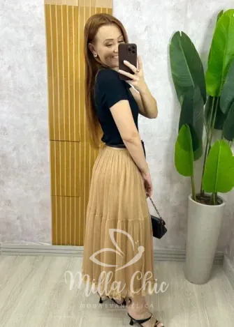 Milla Chic - Saia Angélica Em Tule - Cappuccino