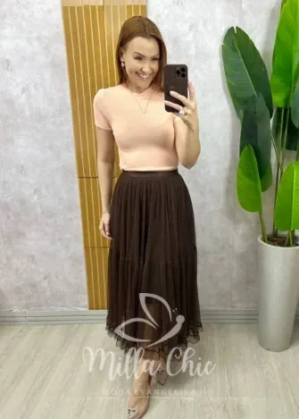 Milla Chic - Saia Angélica Em Tule - Cappuccino (cópia)