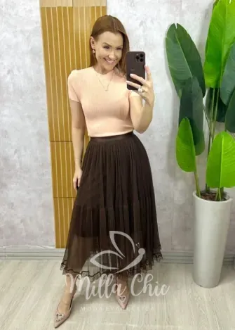 Milla Chic - Saia Angélica Em Tule - Cappuccino (cópia)