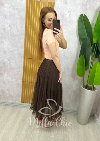 Milla Chic - Saia Angélica Em Tule - Cappuccino (cópia)