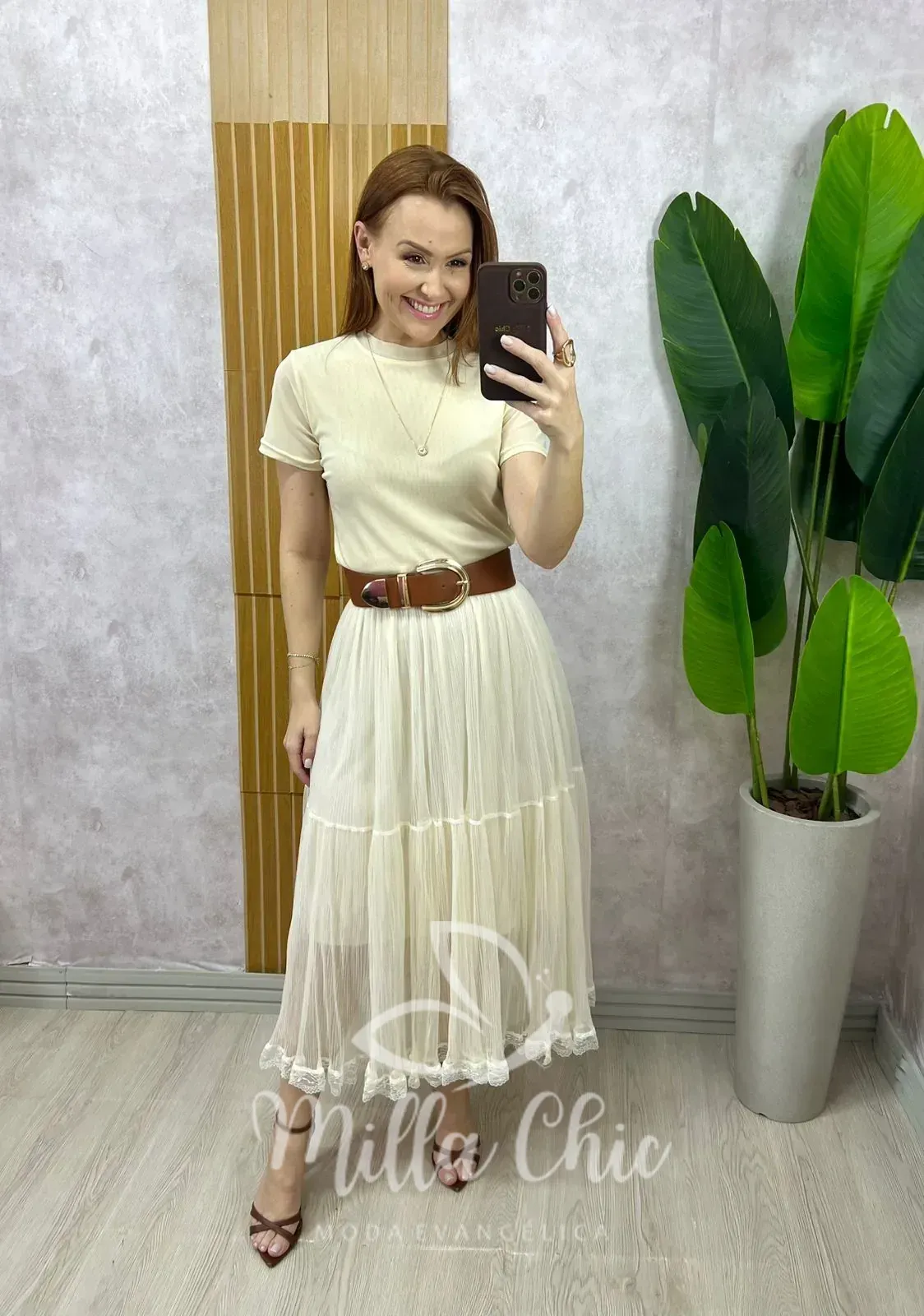 Milla Chic – Saia Angélica Em Tule – Creme Milla Chic - Saia Angélica Em Tule - Creme