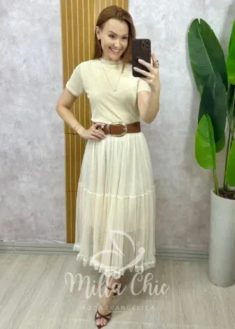 Milla Chic - Saia Angélica Em Tule - Creme