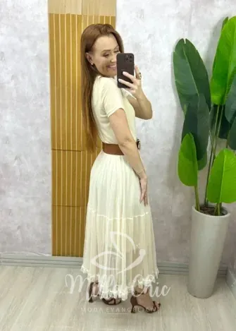 Milla Chic - Saia Angélica Em Tule - Creme