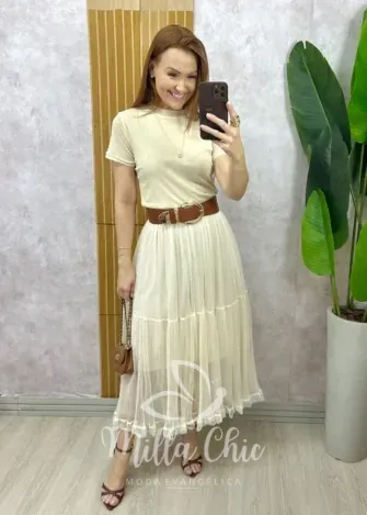 Milla Chic - Saia Angélica Em Tule - Marrom (cópia)