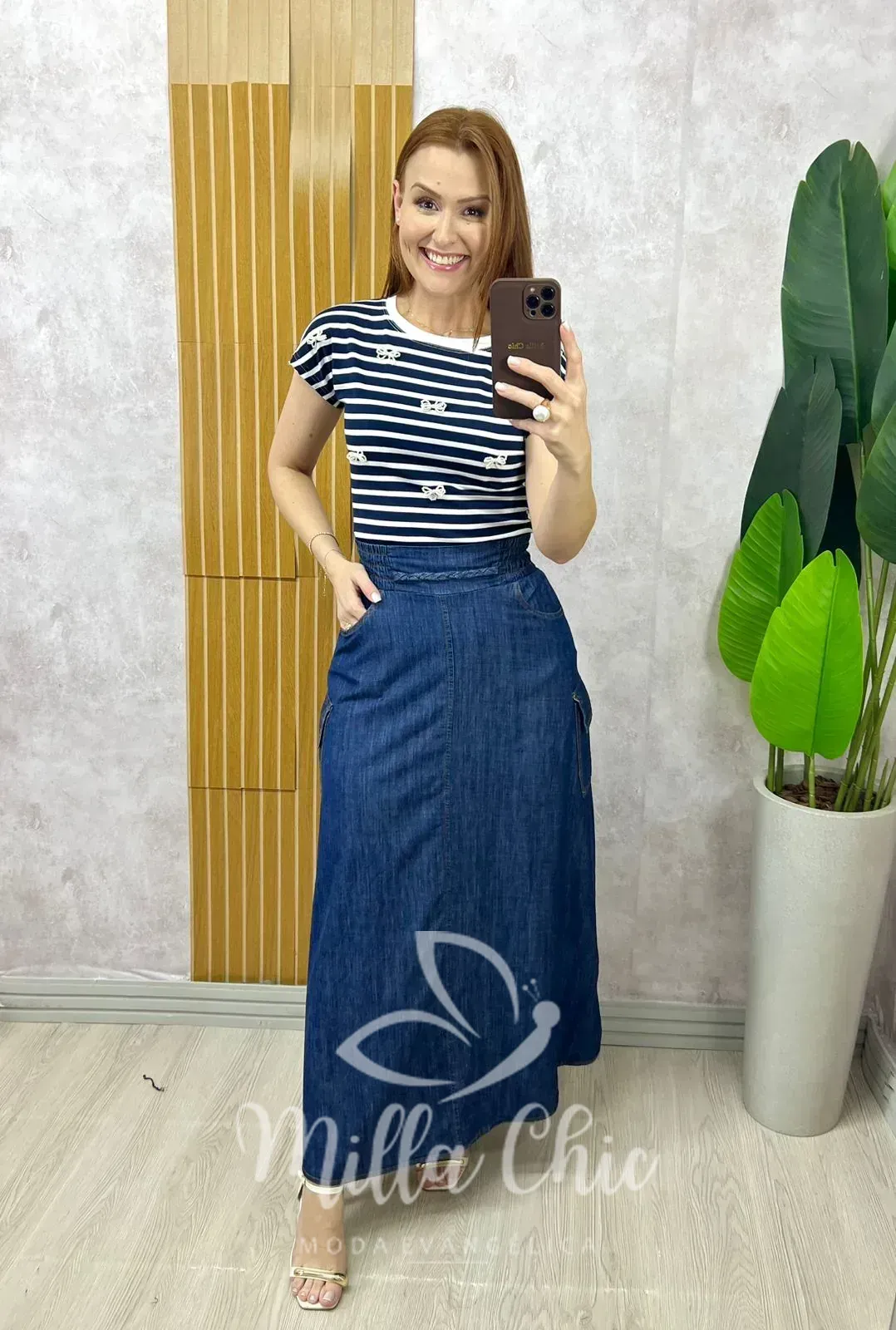 Milla Chic – Saia Hoetência Em Jeans Milla Chic - Saia Hoetência Em Jeans