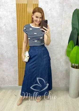 Milla Chic - Saia Hoetência Em Jeans