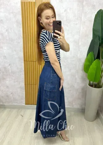 Milla Chic - Saia Hoetência Em Jeans