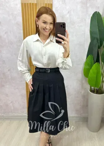 Milla Chic - Saia Maria Olívia Em Alfaiataria - Açaí (cópia)
