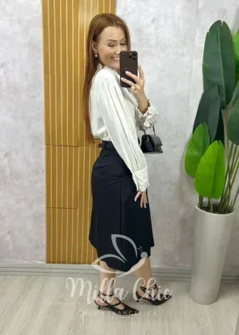 Milla Chic - Saia Maria Olívia Em Alfaiataria - Açaí (cópia)