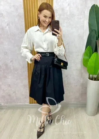 Milla Chic - Saia Maria Olívia Em Alfaiataria - Açaí (cópia)