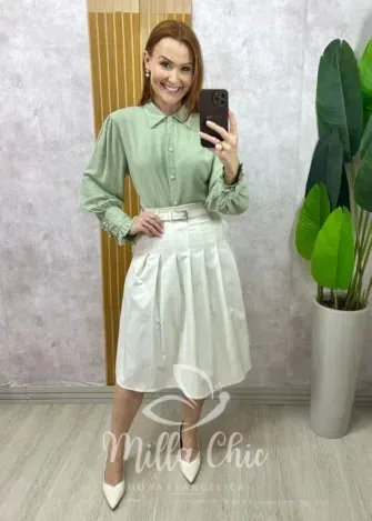 Milla Chic - Saia Maria Olívia Em Alfaiataria - Branca