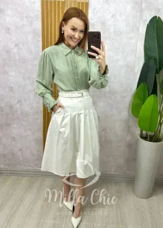 Milla Chic - Saia Maria Olívia Em Alfaiataria - Branca