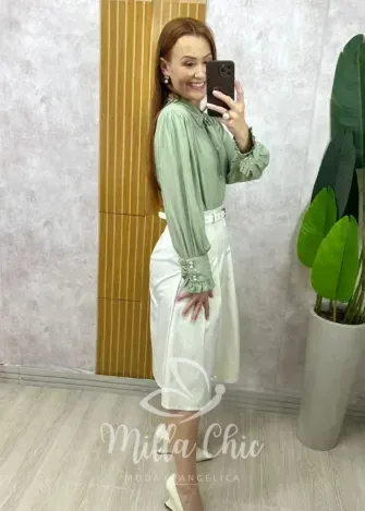 Milla Chic - Saia Maria Olívia Em Alfaiataria - Branca