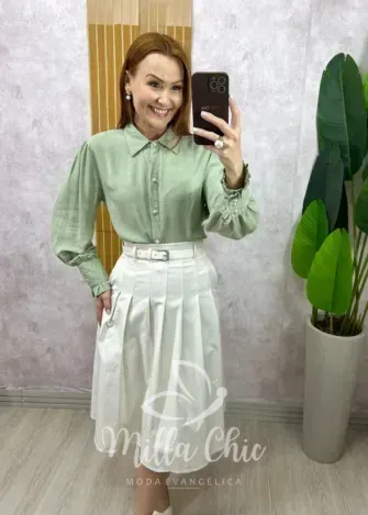 Milla Chic - Saia Maria Olívia Em Alfaiataria - Branca