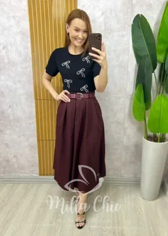 Milla Chic - Saia Valentina Em Sarja - Açaí