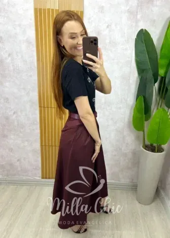Milla Chic - Saia Valentina Em Sarja - Açaí