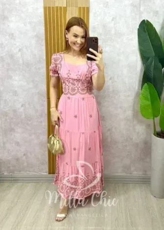 Milla Chic - Vestido Arabela Bordado - Azul (cópia)