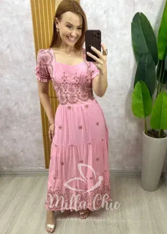 Milla Chic - Vestido Arabela Bordado - Azul (cópia)