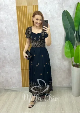 Milla Chic – Vestido Arabela Bordado – Preto Milla Chic - Vestido Arabela Bordado - Preto