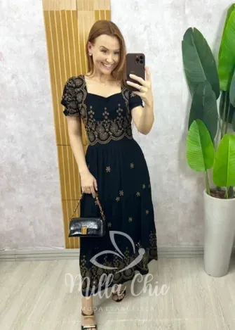 Milla Chic - Vestido Arabela Bordado - Preto