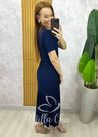 Milla Chic - Vestido Comfy Jussara - Azul Marinho