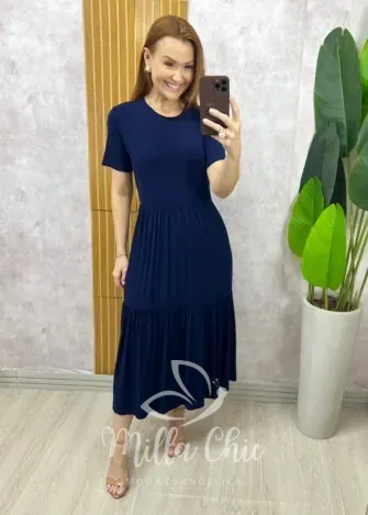 Milla Chic - Vestido Comfy Jussara - Azul Marinho