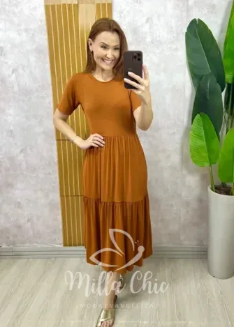 Milla Chic - Vestido Comfy Jussara - Telha