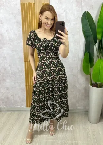 Milla Chic - Vestido Érica  - Caramelo  floral (cópia)