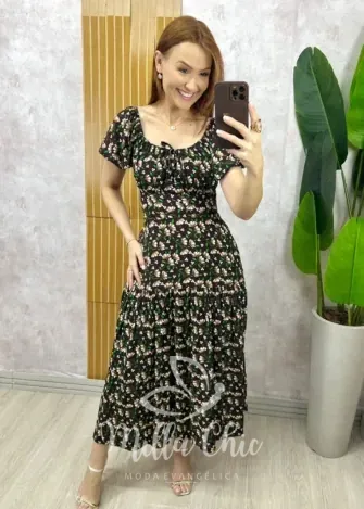 Milla Chic - Vestido Érica  - Caramelo  floral (cópia)