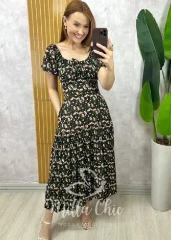 Milla Chic - Vestido Érica  - Caramelo  floral (cópia)