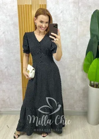 Milla Chic - Vestido Georgina Em Viscolinho Póa