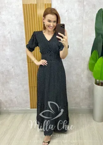 Milla Chic - Vestido Georgina Em Viscolinho Póa