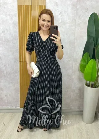 Milla Chic - Vestido Georgina Em Viscolinho Póa