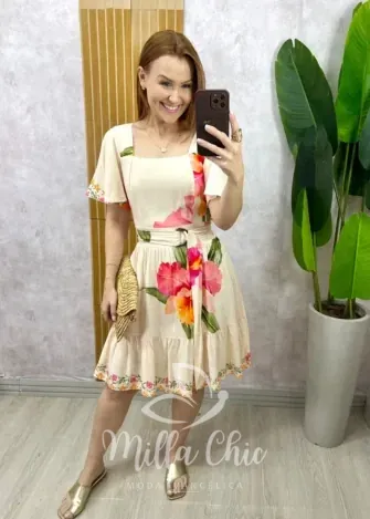 Milla Chic – Vestido Juju em Viscolinho – Areia Milla Chic - Vestido Juju em Viscolinho - Areia