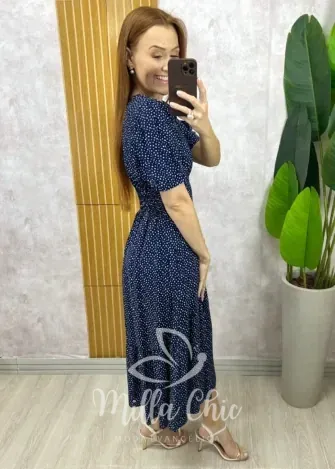 Milla Chic - Vestido Lilian Em Viscolinho - Azul (cópia)