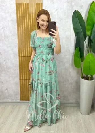 Milla Chic – Vestido Longo Gislaine Em Chiffon – Verde Milla Chic - Vestido Longo Gislaine Em Chiffon - Verde