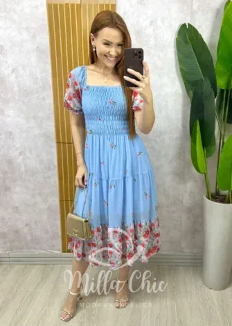 Milla Chic - Vestido Longo Gislaine Em Chiffon - Verde (cópia)