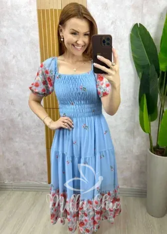 Milla Chic - Vestido Longo Gislaine Em Chiffon - Verde (cópia)