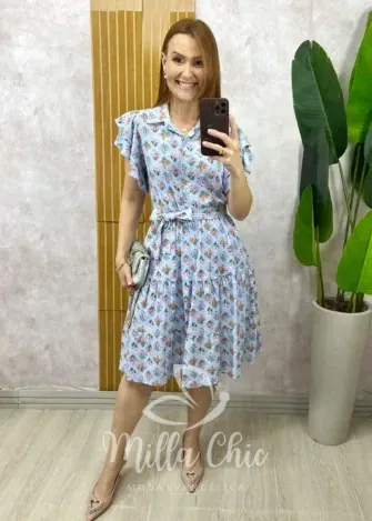 Milla Chic - Vestido Maitê Em Linho - Azul